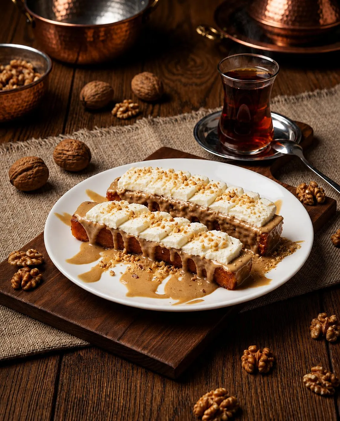 Tahinli Kaymaklı Kabak Tatlısı